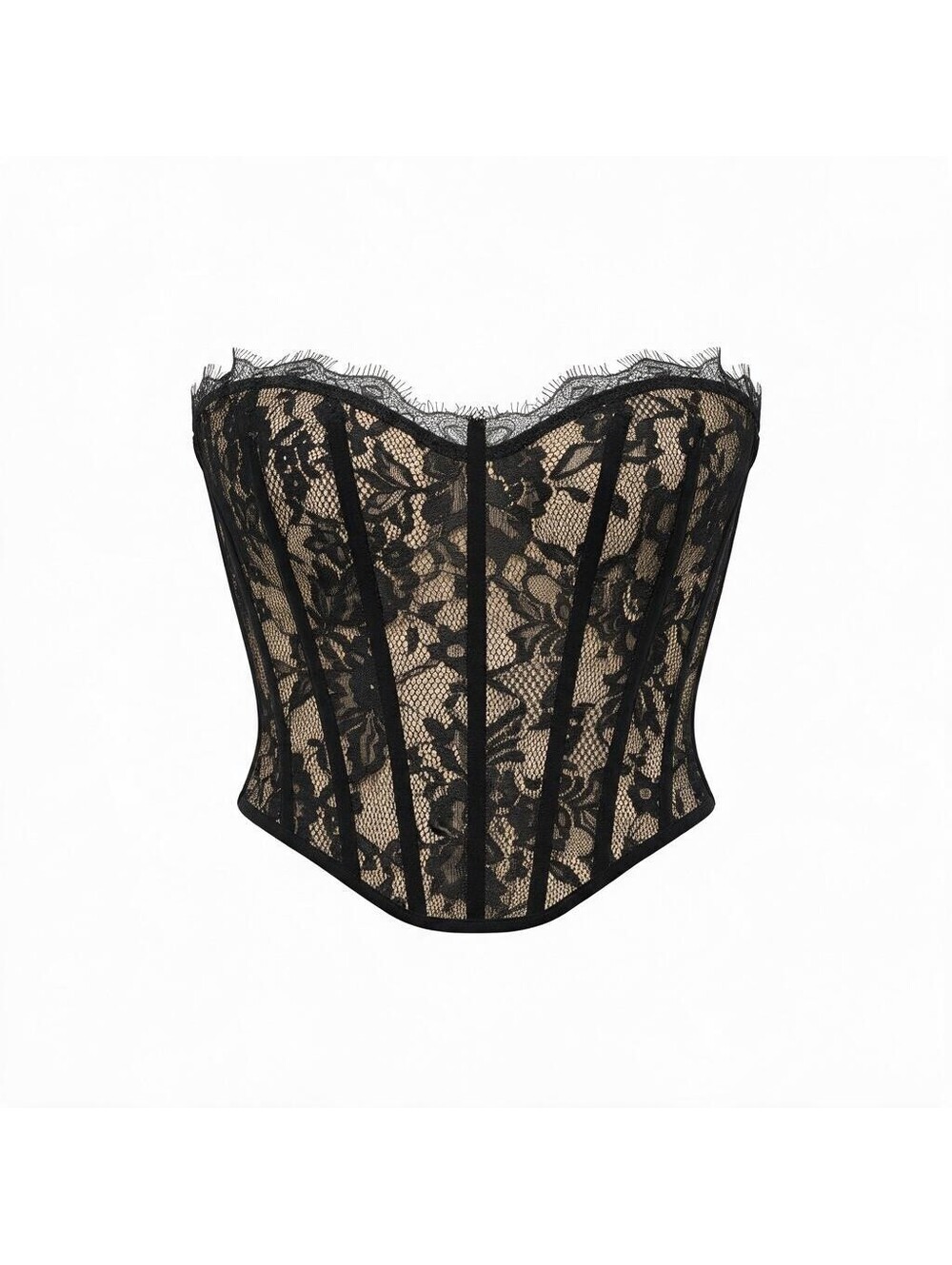 Black Lace Up Corset Top Whimsical Goth Halloween Bustier Bra Sz Medium Shein